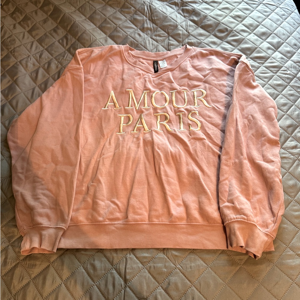 H&M divided cropped sweatshirt pink size large